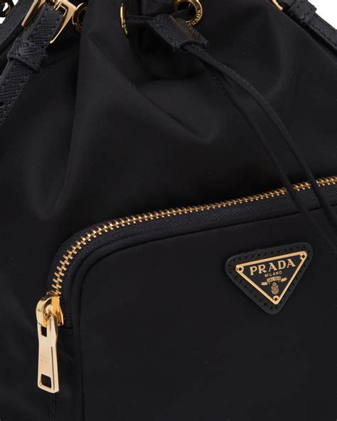 prada duet leather shoulder bag|Prada nylon drawstring.